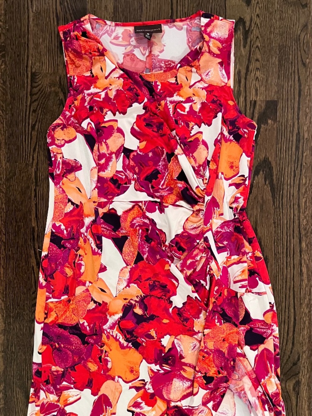 Dana Buchman Red Orange Floral Ruched Sheath Dress Size 0X